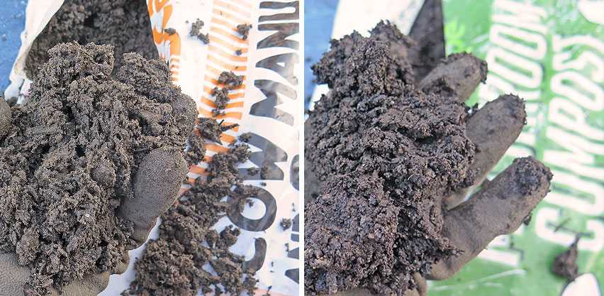 Samples of Retail Bagged Cow Manure and Mushroom Compost