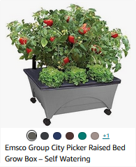 Emsco Group City Picker Raised Bed Grow Box – Self Watering and Improved Aeration – Mobile Unit with Casters