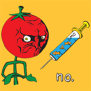 no. Anti-GMO Tomato / Fish Meme [Gardening T-Shirt Design]
